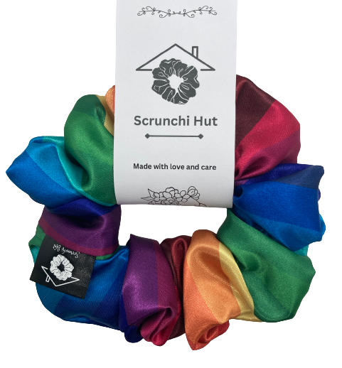 IMG-9454-removebg-preview_19f52db8-3371-4c27-9a60-f7d62b01397b-1 Satin Scrunchie - Rainbow Queen - Image 2